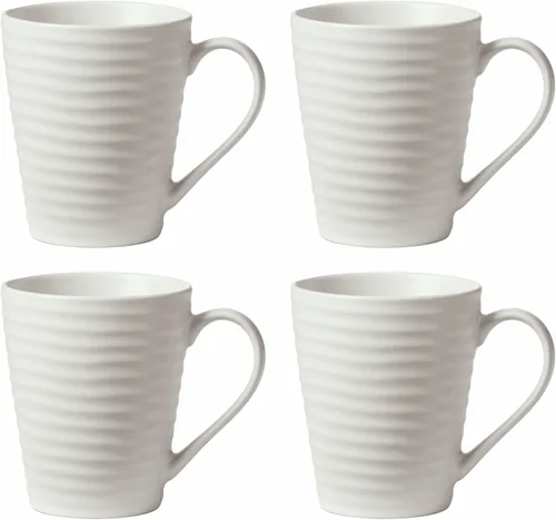 Oneida 895944 Ridge White - Juego de 4 tazas de café, servicio para 4,12 onzas líquidas, color blanco