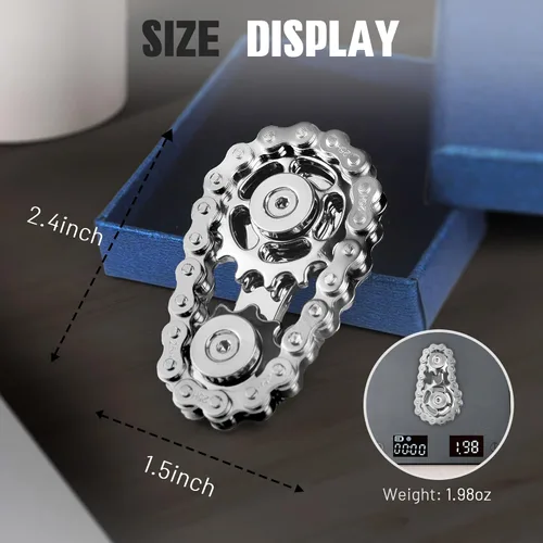 Miniatura 2 de Juguetes para ansiedad para adultos, cadena de bicicleta de metal, conjunto de fidgets, spinners, juguetes para adolescentes, gadgets geniales, Negro
