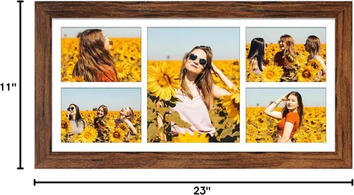Miniatura 16 de Marcos de Fotos Collage de 13.5X15.5 con 7 Aberturas para Fotos de 4X6, Marco de Fotos Múltiples con Paspartú para Decoración de Pared, Grano