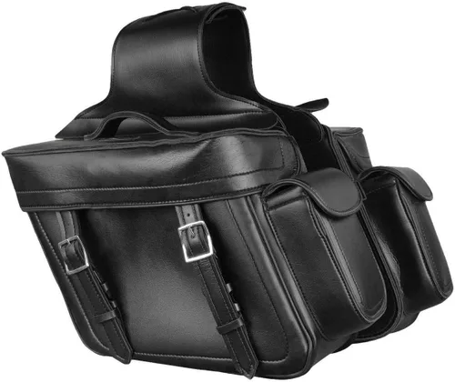 Miniatura 13 de Milwaukee Leather SH66901ZB - Alforjas medianas de PVC negro con 2 correas, colocación por encima, con ribetes reflectantes - Talla única