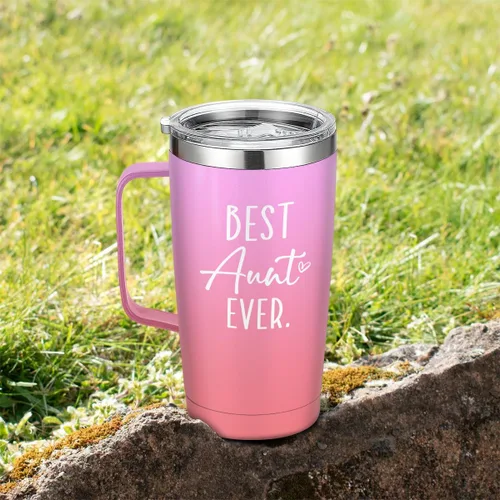 Miniatura 7 de SANDJEST Mejor Taza para Tía Taza de Tía con Asa 20oz Acero Inoxidable Taza de Café Aislada para Viaje Regalos para Tías de Sobrina Sobrino Regalo