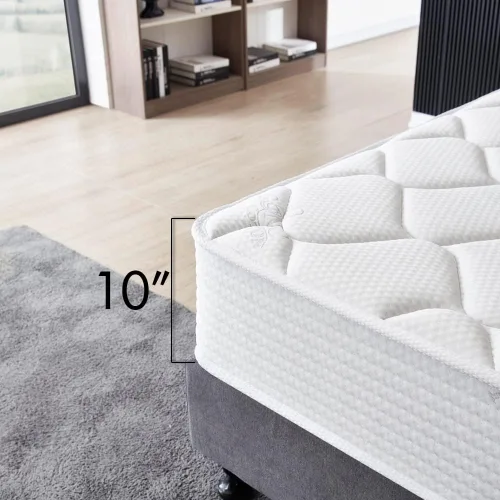 Miniatura 6 de Colchón California King de 10 pulgadas, color blanco, colchón híbrido de bobina de bolsillo firme media, parte superior ajustada, espuma de alta
