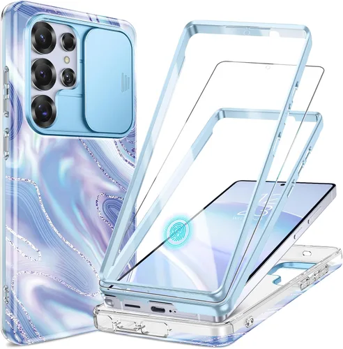 Miniatura 31 de GVIEWIN para Samsung Galaxy S23 Ultra Funda con cubierta deslizante para cámara, [Protector de pantalla incorporado] [2 Marcos frontales] Funda