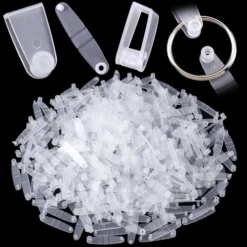 Miniatura 10 de OIIKI 100 clips de plástico para llavero, acrílico negro, pestañas a presión, tarjetero para llaves, anillos, oficina, tarjetas de crédito