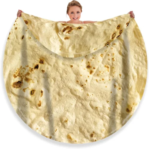 Moonysweet Manta de tortilla de doble cara para adultos y niños, manta de comida novedosa, franela de vellón mullido, diseño realista para