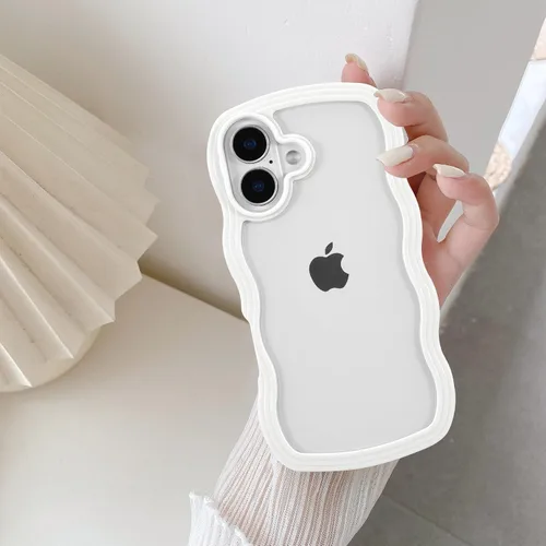 Miniatura 12 de QLTYPRI Funda compatible con iPhone 7/8/SE, bonita funda transparente con marco ondulado rizado para niñas y mujeres, funda protectora de TPU