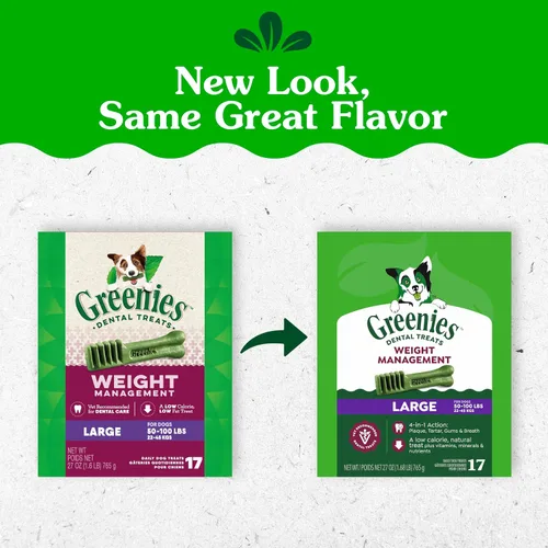 Miniatura 2 de Greenies - Golosinas naturales para perros adultos recomendadas por veterinarios para el control de peso, tamaño grande, 27 onzas, paquete de 17