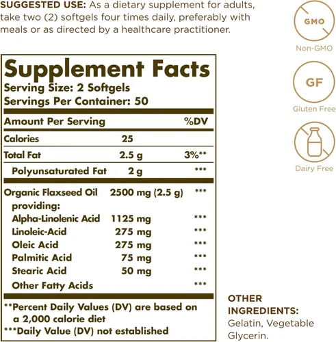 Miniatura 2 de Aceite de linaza 1250mg 100 SG
