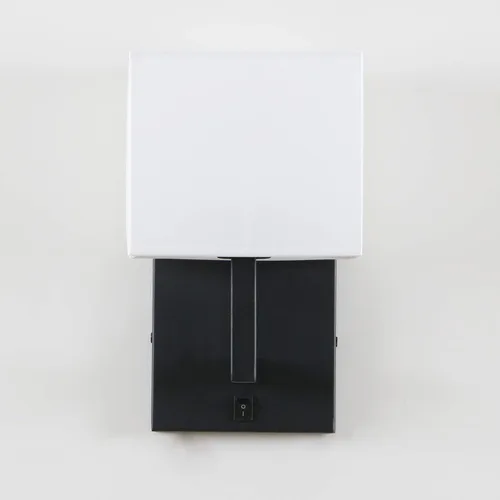 Miniatura 8 de PERMO Aplique de una sola pared con acabado negro con pantallas textiles blancas y botón de interruptor de encendido/apagado, pequeñas lámparas