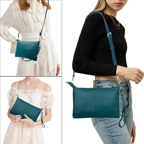 Miniatura 6 de Beurlike Cartera de cuero para mujer, bolso cruzado pequeño para teléfono