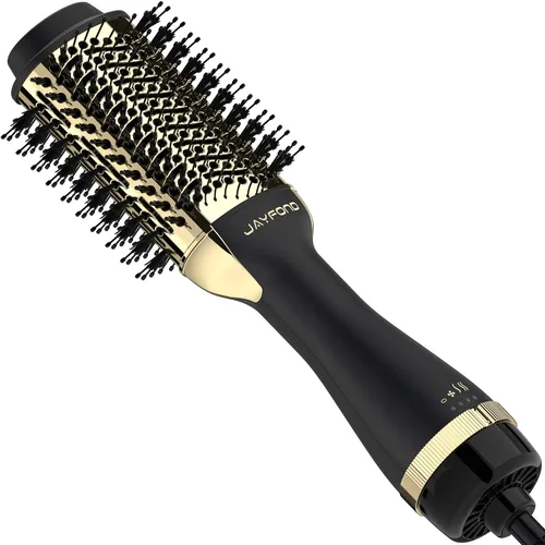 Volumizador de cepillo secador de pelo, tecnología iónica, seguridad ALCI, cable giratorio 360, dorado