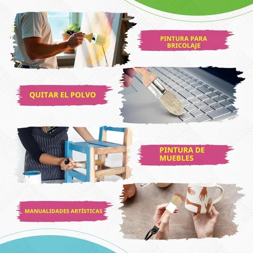 Miniatura 3 de Juego de pinceles de pintura de tiza, paquete de 2 pinceles de cera, 2.5 pulgadas, grandes, cerdas naturales, perfecto para pintura de muebles