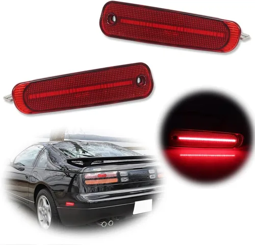 Miniatura 10 de Lente Roja Luz Marcadora Lateral del Parachoques Trasero Conjunto de Carcasa de Lámpara del Guardabarros Compatible con Nissan 300ZX Z32 1990 1991