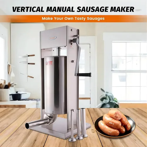 Miniatura 6 de Hakka - Llenador de carne vertical de acero inoxidable de 22 libras (10 L)