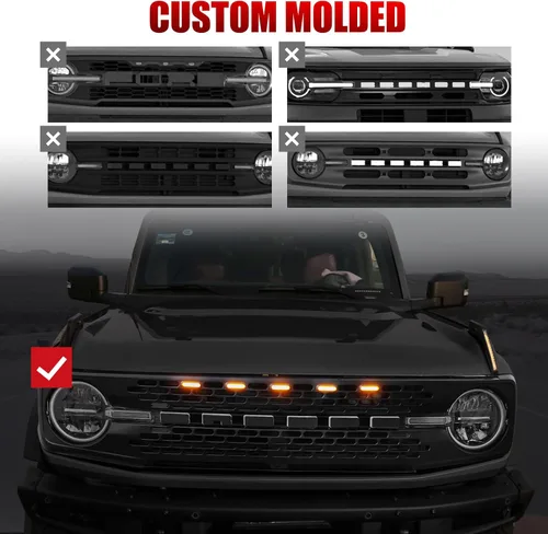 Miniatura 3 de Mabett 5 piezas de luces LED de parrilla para accesorios Ford Bronco 2021 2022 2023 2024 2025 de 2/4 puertas, compatibles con Badlands Wildtrak &