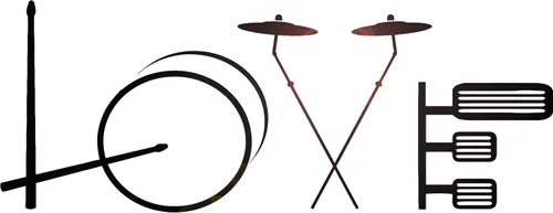 Vinilo adhesivo de pared Amor Música Baterías Instrumentos Musicales Pegatinas Mural Decoración Grande (g6630) Negro