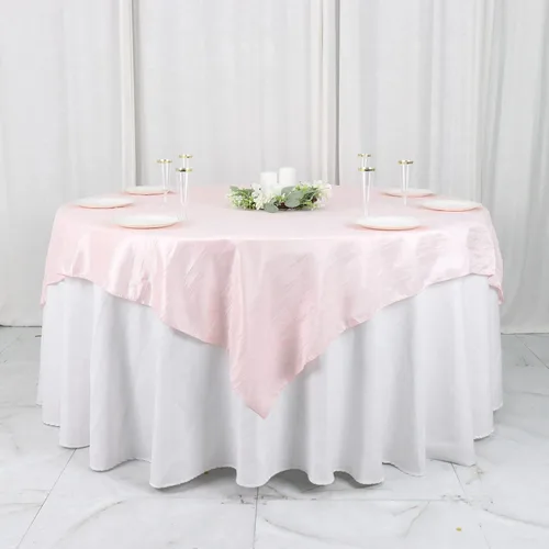 Miniatura 12 de Tableclothsfactory Mantel cuadrado de tafetán arrugado de acordeón beige de 72 x 72 pulgadas
