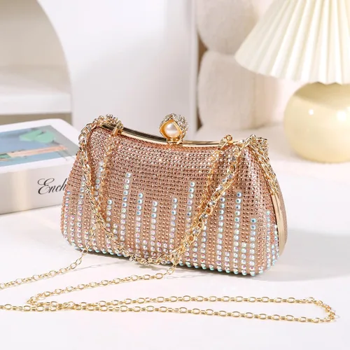 Miniatura 5 de Dreubea Bolso de noche con diamantes de imitación para mujer con cadena brillante