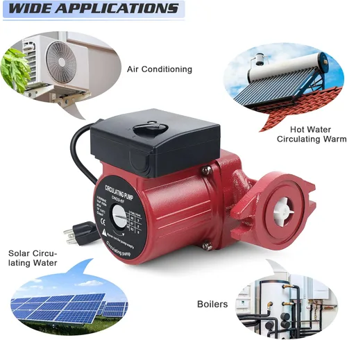 Miniatura 6 de BACOENG Bomba de recirculación de agua caliente con brida FNPT de 115 V, 1 pulgada, bomba de circulación conmutable de 3 velocidades para caldera