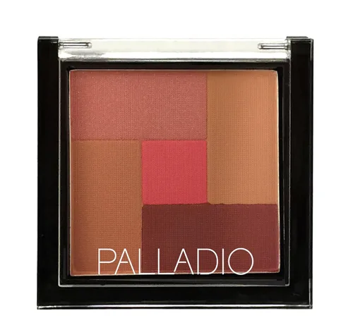 Palladio Rubor y bronceador de mosaico 2 en 1, polvo prensado para maquillaje facial suave y sedoso, cinco tonos de colores desde tonos brillantes