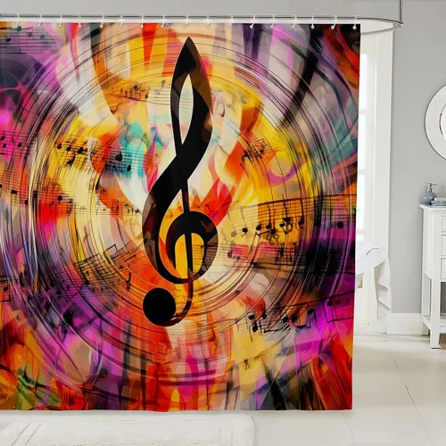 Miniatura 17 de Cortina de ducha de guitarra roja, cortina de baño de música Hip Pop, decoración de baño para niños y niñas, cortina de baño de guitarra de moda