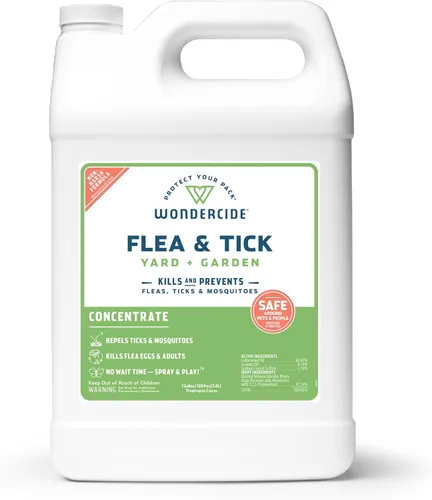 Wondercide - Concentrado en aerosol para pulgas y garrapatas para patio y jardín con aceites esenciales naturales - Mata, controla, prevenga,