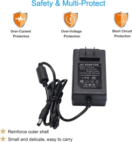 Miniatura 4 de Fuente de alimentación de 12 V 4 A – COOLM AC 100-240V 50/60Hz a CC 12 voltios 4 amperios 4 amperios 48 W cargador convertidor de energía 12V4A +