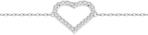 Miniatura 8 de Diamondere Pulsera de cadena de corazón de diamantes y piedras preciosas naturales y certificadas, en oro blanco de 14 quilates, pulsera de 0.34
