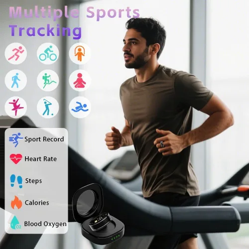 Miniatura 9 de Anillo Rastreador de Actividad para Hombres – Anillo Inteligente con Monitor de Frecuencia Cardíaca, SpO2, Presión Arterial, Monitoreo del Sueño