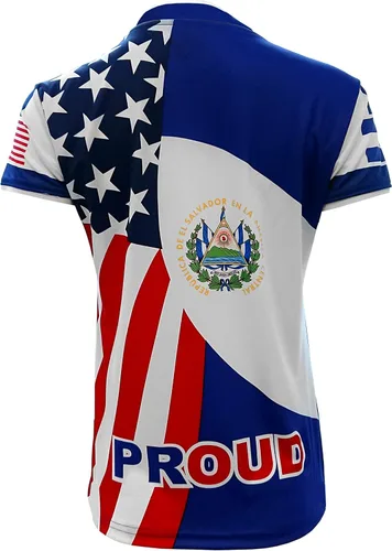 Miniatura 4 de El Salvador y Estados Unidos Jersey Arza Diseño para Mujer_Cuello en V_100% Poliéster_Nuevo
