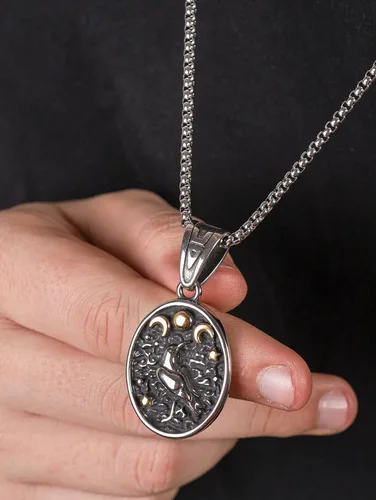 Miniatura 5 de HAQUIL Raven Necklace, Wiccan Raven Triple Moon Goddess Charm Pendant, Raven Jewelry Gift for Men and Women