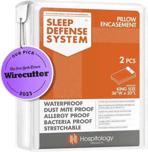 Miniatura 9 de Juego de 2 protectores de almohada Sleep Defense System con cierre, hipoalergénicos, impermeables, a prueba de chinches y antiácaros , Poliéster &
