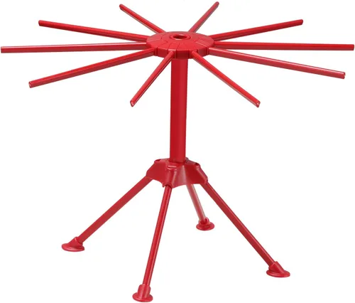 Miniatura 9 de Secador de pasta plegable Ourokhome, secador de espaguetis caseros de plástico con 10 brazos, colgador de fideos plegable para la cocina, estable