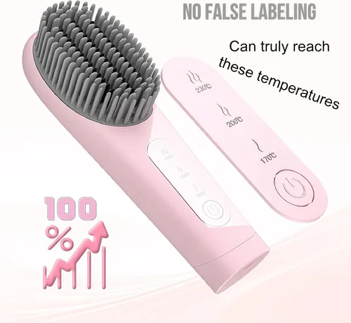 Miniatura 8 de Go Brush Pro - Cepillo alisador de cabello portátil inalámbrico – Calor rápido de 30 segundos, iones negativos de 150 M, USB-C recargable, 7000 mAh