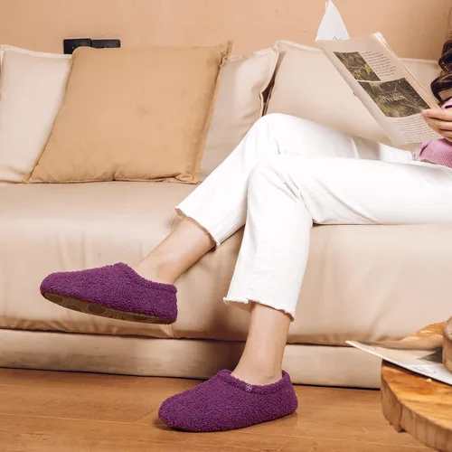 Miniatura 2 de HomeTop Mocasines de espuma viscoelástica de piel rizada y mullida con forro polar