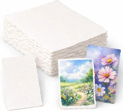 60 hojas de papel de acuarela de algodón blanco de 300 GSM, borde texturizado de 5 x 7 pulgadas, ideal para invitaciones de boda, acuarelas, 60