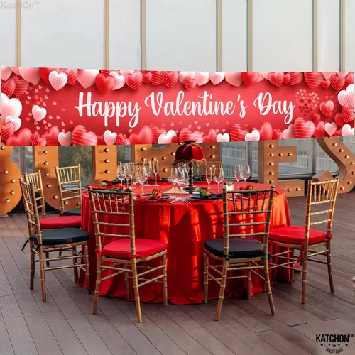 Miniatura 5 de KatchOn, Cartel de feliz día de San Valentín, grande, 120 x 20 pulgadas, decoraciones de patio de San Valentín, decoración del día de San Valentín