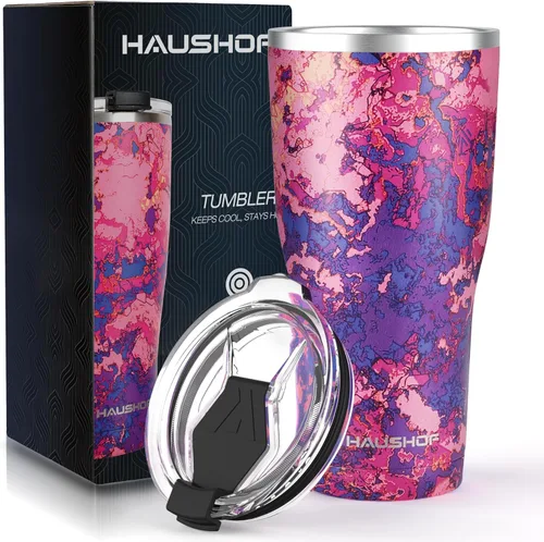 Miniatura 13 de HAUSHOF - Vaso de 30 onzas de acero inoxidable con aislamiento al vacío, taza de café, vaso de viaje de doble pared con tapa, perfecto para bebidas