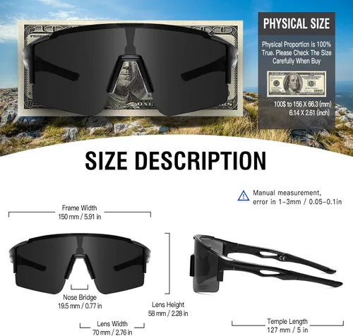 Miniatura 3 de DUCO Gafas de sol deportivas para hombre, gafas de sol de ciclismo, gafas de sol de béisbol juveniles, ligeras, TR90, gafas de marco DC0032