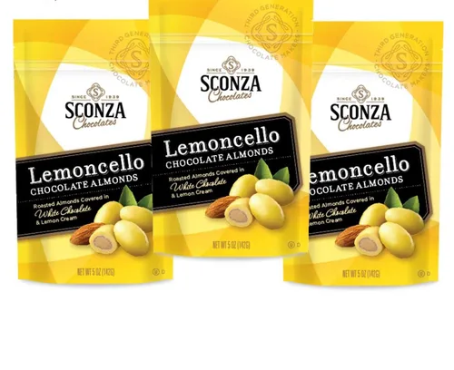 Sconza Lemoncello - Almendras de crema de limón y chocolate blanco, inspiradas en los árboles de limón de Italia, fabricadas en los Estados Unidos,