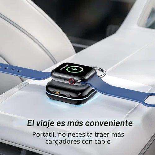 Miniatura 7 de HUOTO - Cargador portátil para Apple Watch, cargador magnético inalámbrico para iWatch de 1200 mAh, batería externa para viajes, llavero