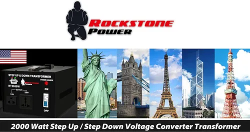 Miniatura 3 de ROCKSTONE POWER Transformador Convertidor de Voltaje de 2000 Vatios - Convertidor de Potencia de Aumento/Reducción AC 110 V/120 V/220 V/240 V