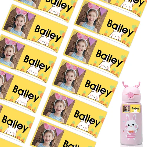 Miniatura 9 de 78 etiquetas personalizadas para niños con fotos impermeables, etiquetas de nombre personalizadas para suministros escolares, guardería, botellas