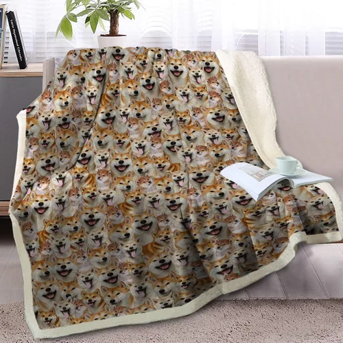 Miniatura 39 de BlessLiving Golden Retriever - Manta con patrones densos de perros, manta de forro polar Sherpa para sofá cama, manta suave y acogedora