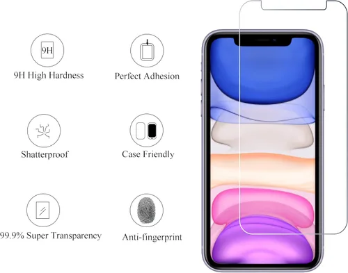 Miniatura 2 de Ailun Paquete de 2 protectores de pantalla compatibles con iPhone 11 [6.1 pulgadas] + 2 protectores de lente de cámara, película de vidrio templado