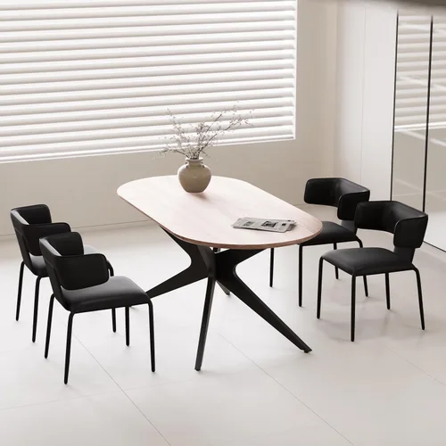 Miniatura 6 de YOUNIKE Silla de comedor tapizada individual de piel sintética de alta calidad con respaldo, moderna y acolchada, cómoda silla auxiliar para sala