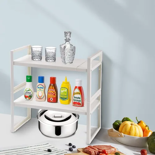 Miniatura 8 de Estante grande para especias, estante de almacenamiento expandible para gabinete, organizador de metal de acero apilable resistente para el hogar