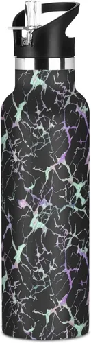 Kids Water Bottle for School 20 Oz, Water Bottle Stainless Steel for Travel or School, BPA-Free, Pastel Marble
