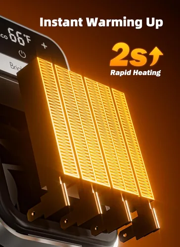 Miniatura 2 de Brightown Calentador enchufable de 800 W con control remoto, calentador de espacio de salida con pantalla LED táctil, pequeños calentadores de pared