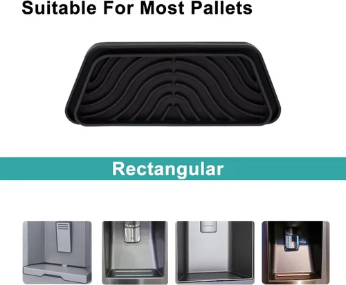 Miniatura 7 de Bandeja de goteo de silicona para refrigerador, 2 paquetes, protege la bandeja dispensadora de hielo y agua de derrames, se adapta a la bandeja